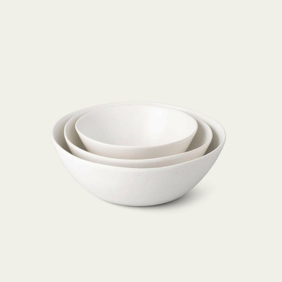 Elegant nested serving bowls designed for space-saving elegance, perfect for stylish and efficient kitchen storage