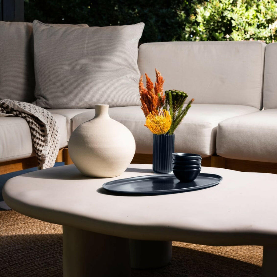 Elegant oval serving platter perfect for formal dining and stylish food presentation.